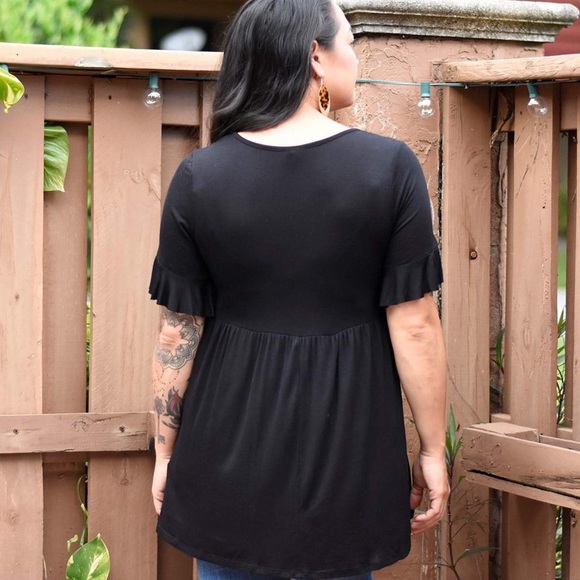 Black Cross front babydoll top - Picture 3 of 3